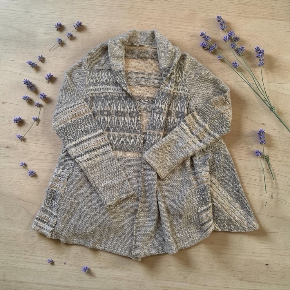 Vintage America Blues Irish Cream Knit Open Front Cardigan Womens M Shawl Draped